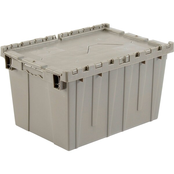 Global Industrial 25.125 Top / 23.75 Bottom x 15.5 Top / 13.875 Bottom x 11 in Attached Lid Shipping Container, Gray 257814GYP - main